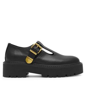 Półbuty Badura. Czarne półbuty Badura, bez wzorów, bez obcasa, na płaskiej podeszwie, bez zapięcia. Za 359,99 zł.