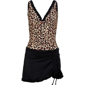 Sukienka kąpielowa shape, średni stopień modelowania sylwetki. Czarne sukienki bonprix, na plażę, bez wzorów, bez kołnierzyka, bez ramiączek. Za 159,99 zł.