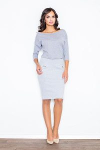 Szara Nowoczesna Sukienka z Suwakami. Szare sukienki Figl, xl, bez wzorów, z bawełny, bez kołnierzyka, bez ramiączek. Za 249,00 zł.