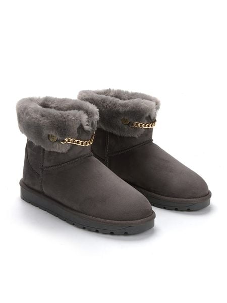 ISLAND BOOT Botki zimowe "Kertrude" w kolorze ciemnoszarym rozmiar: 40. Szare botki Island Boot, na zimę, z aplikacjami, bez obcasa, bez zapięcia. Za 148,96 zł.