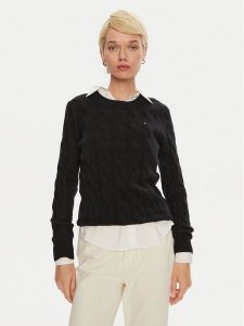 Tommy Hilfiger Sweter WW0WW43586 Czarny Regular Fit. Czarne swetry klasyczne TOMMY HILFIGER, m, z wełny, bez kołnierzyka. Za 489,99 zł.