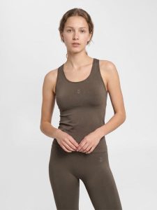 Damski tank top Hummel Flow. Brązowe topy Hummel, xs, bez wzorów, z dzianiny, sportowe, bez kołnierzyka, bez ramiączek. Za 163,50 zł.