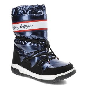 Granatowe Śniegowce Tommy Hilfiger Damskie Buty. Niebieskie buty zimowe TOMMY HILFIGER, ze skóry ekologicznej, bez obcasa, na platformie, bez zapięcia. Za 439,00 zł.