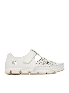 Rieker Półbuty CEO-49958-81 Biały. Białe półbuty Rieker, bez wzorów, ze skóry, bez obcasa, na płaskiej podeszwie, bez zapięcia. Za 379,99 zł.