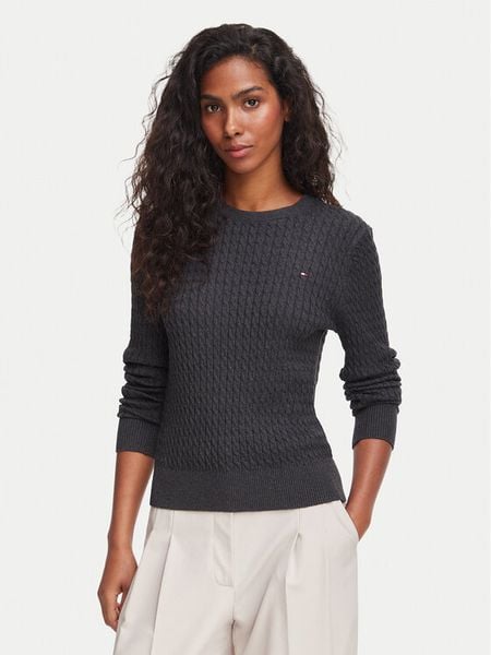 Tommy Hilfiger Sweter WW0WW44993 Szary ciemny Regular Fit. Szare swetry klasyczne TOMMY HILFIGER, xxs, z bawełny, bez kołnierzyka. Za 476,99 zł.