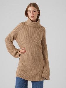 Vero Moda Golf "Sayla" w kolorze beżowym rozmiar: L. Brązowe golfy Vero Moda, bez wzorów. Za 74,63 zł.