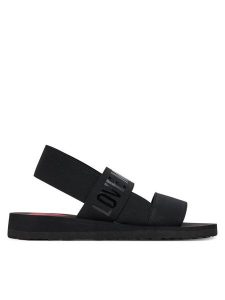 LOVE MOSCHINO Sandały JA16033G0MJN7000 Czarny. Czarne sandały LOVE MOSCHINO, bez wzorów, z materiału, bez obcasa, na płaskiej podeszwie, bez zapięcia. Za 299,99 zł.