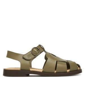 Sandały Fly London. Zielone sandały Fly London, bez wzorów, bez obcasa, na płaskiej podeszwie, bez zapięcia. Za 459,99 zł.