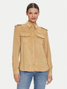 Guess Koszula Margot W4YH0C WG6T0 Brązowy Slim Fit. Brązowe koszule Guess, xl, z aplikacjami, z syntetyku, bez kołnierzyka, bez ramiączek. Za 459,99 zł.