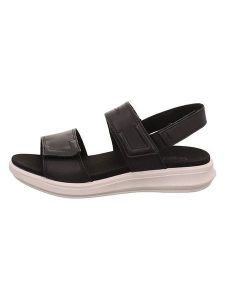 Legero Skórzane sandały "Ella" w kolorze czarnym rozmiar: 38. Czarne sandały Legero, bez wzorów, z otwartym noskiem, bez obcasa, bez zapięcia. Za 173,99 zł.