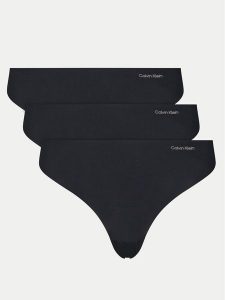 Calvin Klein Underwear Komplet 3 par stringów 000QD3558E Czarny. Czarne komplety bielizny Calvin Klein Underwear, bez wzorów, z syntetyku. Za 129,99 zł.