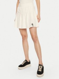 Guess Spódnica mini V5RD00 KCOK1 Biały Regular Fit. Białe spódnice Guess, xl, z aplikacjami, z bawełny, mini. Za 159,99 zł.