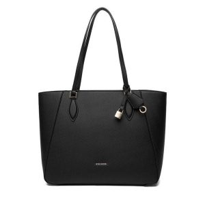 Torebka GINO ROSSI. Czarne shopper bag Gino Rossi, bez wzorów, bez dodatków. Za 229,99 zł.