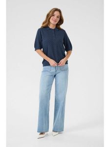 Kaffe Koszulka polo w kolorze granatowym rozmiar: XL. Niebieskie bluzki Kaffe, xl, bez wzorów, bez kołnierzyka, bez ramiączek. Za 87,40 zł.