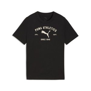 Młodzieżowa koszulka PUMA Class z grafiką PUMA. Czarna bluzki Puma, m, bez wzorów, młodzieżowe, bez kołnierzyka, bez ramiączek. Za 89,00 zł.