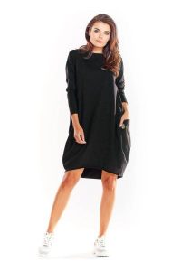 Bawełniana sukienka oversize z długim rękawem czarna. Czarne sukienki Infinite You, do pracy, na jesień, l, bez wzorów, z bawełny, biznesowe, z asymetrycznym kołnierzem, bez ramiączek, mini, asymetryczne. Za 229,00 zł.