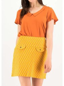 Blutsgeschwister Spódnica w kolorze musztardowo-pomarańczowym rozmiar: S. Pomarańczowe spódnice Blutsgeschwister, s, bez wzorów, z bawełny, mini. Za 124,95 zł.