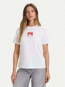 Calvin Klein Jeans T-Shirt Classic Monogram LV047D874G Biały Regular Fit. Białe t-shirty Calvin Klein Jeans, xl, bez wzorów, z bawełny, bez kołnierzyka, bez ramiączek. Za 109,99 zł.