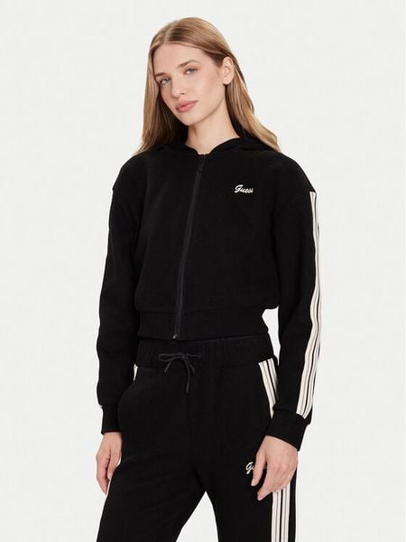 Guess Bluza V5BQ17 KCX52 Czarny Regular Fit. Czarne bluzy Guess, xxs, z aplikacjami, z syntetyku, bez kaptura. Za 279,99 zł.