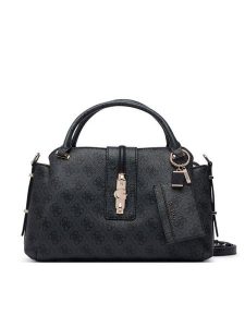 Guess Torebka Yvonne Logo HWSG23 78060 Czarny. Czarne kuferki Guess, z aplikacjami, ze skóry, bez dodatków. Za 634,99 zł.