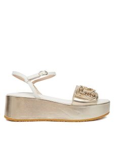 Liu Jo Sandały Flo 01 SA6137 PX026 Złoty. Żółte sandały Liu Jo, bez wzorów, ze skóry, bez obcasa, na koturnie, bez zapięcia. Za 599,99 zł.