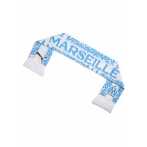 Szalik Essentials Olympique Marsylia PUMA White Bleu Azur Blue. Niebieskie szaliki Puma, w ażurowe wzory. Za 109,00 zł.