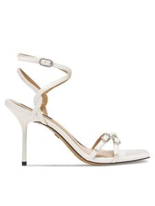 Nine West Sandały ZL23014CC Biały. Białe sandały Nine West, bez wzorów, z syntetyku, bez obcasa, na szpilce, bez zapięcia. Za 137,99 zł.