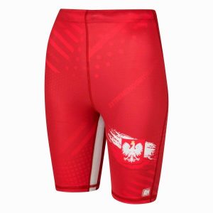 Legginsy krótkie do biegania damskie EXTREME HOBBY 1/3 POLSKA PRIME. Czerwone legginsy EXTREME HOBBY, bez wzorów, z dzianiny, krótkie. Za 169,00 zł.