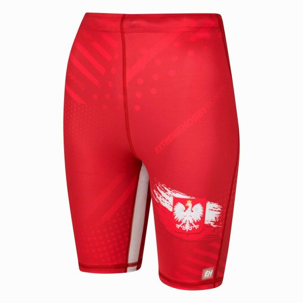 Legginsy krótkie do biegania damskie EXTREME HOBBY 1/3 POLSKA PRIME. Czerwone legginsy EXTREME HOBBY, bez wzorów, z dzianiny, krótkie. Za 169,00 zł.