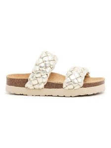 Billowy Skórzane klapki w kolorze złotym rozmiar: 38. Żółte klapki Billowy, bez wzorów, z otwartym noskiem, bez obcasa. Za 239,99 zł.