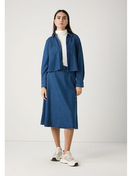 More & More Bluzka dżinsowa w kolorze niebieskim rozmiar: 38. Niebieskie bluzki More & More, bez wzorów, z bawełny, bez kołnierzyka, bez ramiączek. Za 183,15 zł.