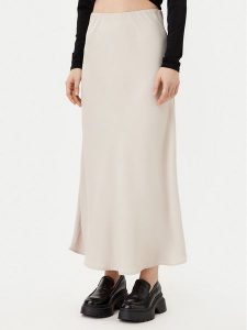 Pieces Spódnica midi Franan 17116541 Beżowy Regular Fit. Brązowe spódnice Pieces, xl, bez wzorów, z syntetyku, midi. Za 79,99 zł.