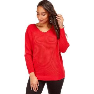 Sweter w kolorze czerwonym. Czerwone swetry oversize marki Cashmere Curve, z kaszmiru. W wyprzedaży za 129,95 zł.
