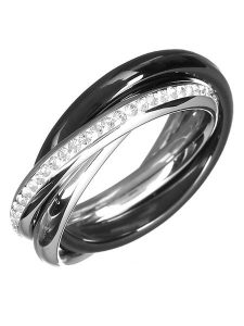 MENTHE À L'O Pierścionek z kryształami rozmiar: 64. Czarne pierścionki MENTHE À L'O, z kryształem, ceramiczne. Za 139,95 zł.