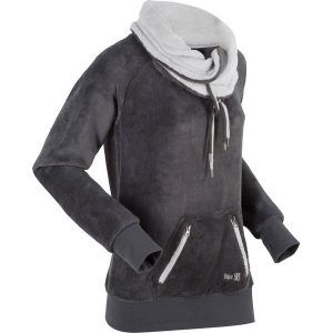 Bluza z polaru, długi rękaw bonprix szaro-matowy srebrny. Bluzy marki 4f. Za 99,99 zł.