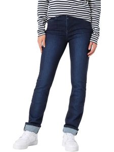 Timezone Dżinsy "Marah" - Slim fit - w kolorze granatowym rozmiar: W25/L32. Niebieskie jeansy Timezone, z aplikacjami, z podwyższonym stanem. Za 95,46 zł.