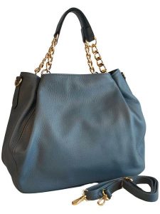 ORE10 Skórzany shopper bag w kolorze morskim - 27 x 45 x 15 cm rozmiar: onesize. Niebieskie shopper bag ORE10, bez wzorów, z materiału, na ramię, bez dodatków. Za 347,99 zł.