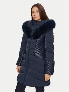 Guess Płaszcz zimowy New Oxana W4BL61 WGLZ0 Granatowy Regular Fit. Niebieskie kurtki Guess, na zimę, xs, z aplikacjami, z syntetyku, bez kaptura. Za 469,99 zł.