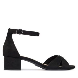 Sandały Tamaris. Czarne sandały Tamaris, bez wzorów, bez obcasa, na słupku, bez zapięcia. Za 289,99 zł.