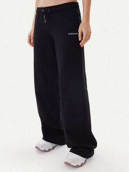 Guess Jeans Spodnie dresowe W6RB52 K68I4 Czarny Regular Fit. Czarne spodnie dresowe Guess Jeans, l, z aplikacjami, z bawełny. Za 279,99 zł.