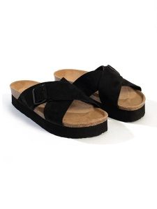 BACKSUN Klapki "Los Angeles" w kolorze czarnym rozmiar: 40. Czarne klapki Backsun, bez wzorów, z materiału, z otwartym noskiem, bez obcasa. Za 134,85 zł.