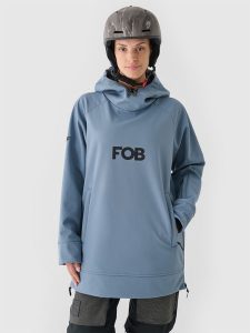 4F Bluza snowboardowa z softshellu membrana 5000 damska - granatowa XS. Niebieskie bluzy 4f, na zimę, m, bez wzorów, z dzianiny, z kapturem. W wyprzedaży za 199,99 zł.