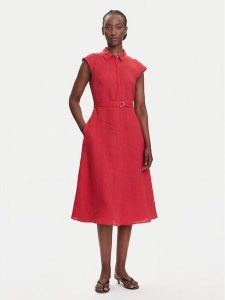 Marella Sukienka koszulowa Rodesia 2515221262 Czerwony Regular Fit. Czerwone sukienki Marella, bez wzorów, ze lnu, bez kołnierzyka, bez ramiączek, koszulowe. Za 619,99 zł.