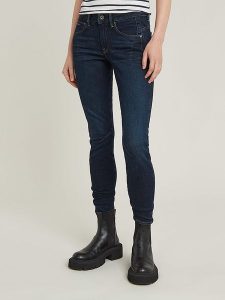 G-Star Dżinsy - Skinny fit - w kolorze granatowym rozmiar: W23/L32. Niebieskie jeansy G-Star, z aplikacjami. Za 166,88 zł.