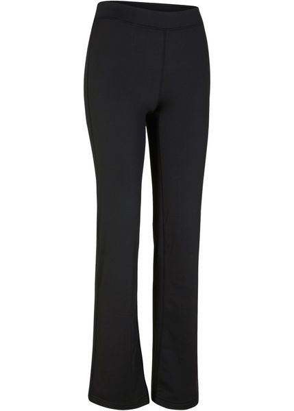 Legginsy sportowe termoaktywne, z poszerzanymi nogawkami. Czarne legginsy bonprix, bez wzorów. Za 109,99 zł.