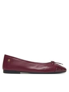 Tommy Hilfiger Baleriny Patent Toe-Cap FW0FW08830 Bordowy. Czerwone balerinki TOMMY HILFIGER, bez wzorów, ze skóry, bez obcasa, bez zapięcia. Za 339,99 zł.
