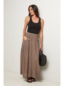 Le Monde du Lin Lniana spódnica w kolorze szarobrązowym rozmiar: 40/42. Brązowe spódnice Le Monde du Lin, bez wzorów, ze lnu, maxi. Za 152,99 zł.
