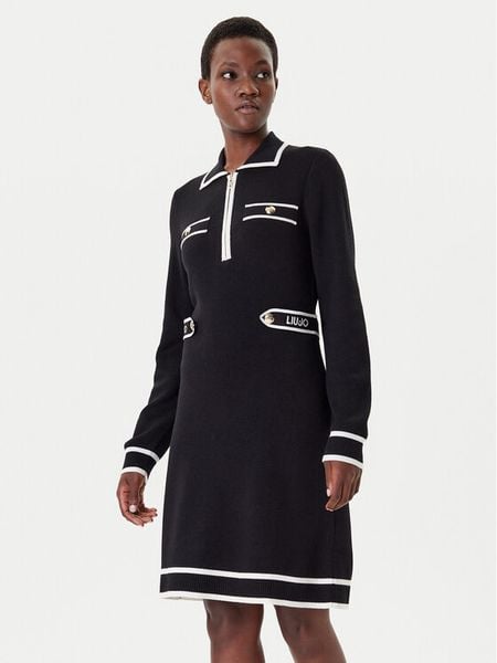 Liu Jo Sport Sukienka dzianinowa TF5251 MS59L 03N66 Czarny Regular Fit. Czarne sukienki Liu Jo Sport, l, bez wzorów, z dzianiny, sportowe, bez kołnierzyka, bez ramiączek, sportowe. Za 589,99 zł.