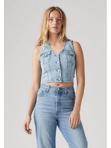 Levi's Top w kolorze błękitnym rozmiar: XS. Niebieskie topy Levi's®, s, bez wzorów, bez kołnierzyka, bez ramiączek. Za 126,15 zł.