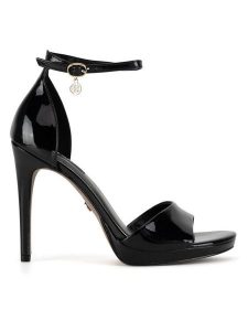 Nine West Sandały 123AL1560 Czarny. Czarne sandały Nine West, bez wzorów, z materiału, bez obcasa, na szpilce, bez zapięcia. Za 229,99 zł.